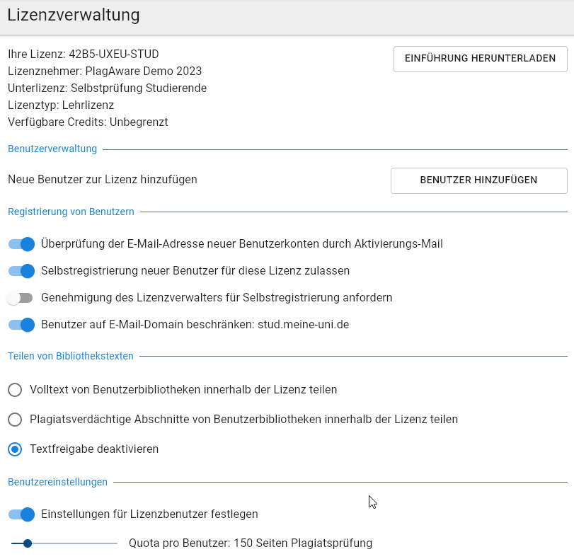 Screenshot sublicense settings